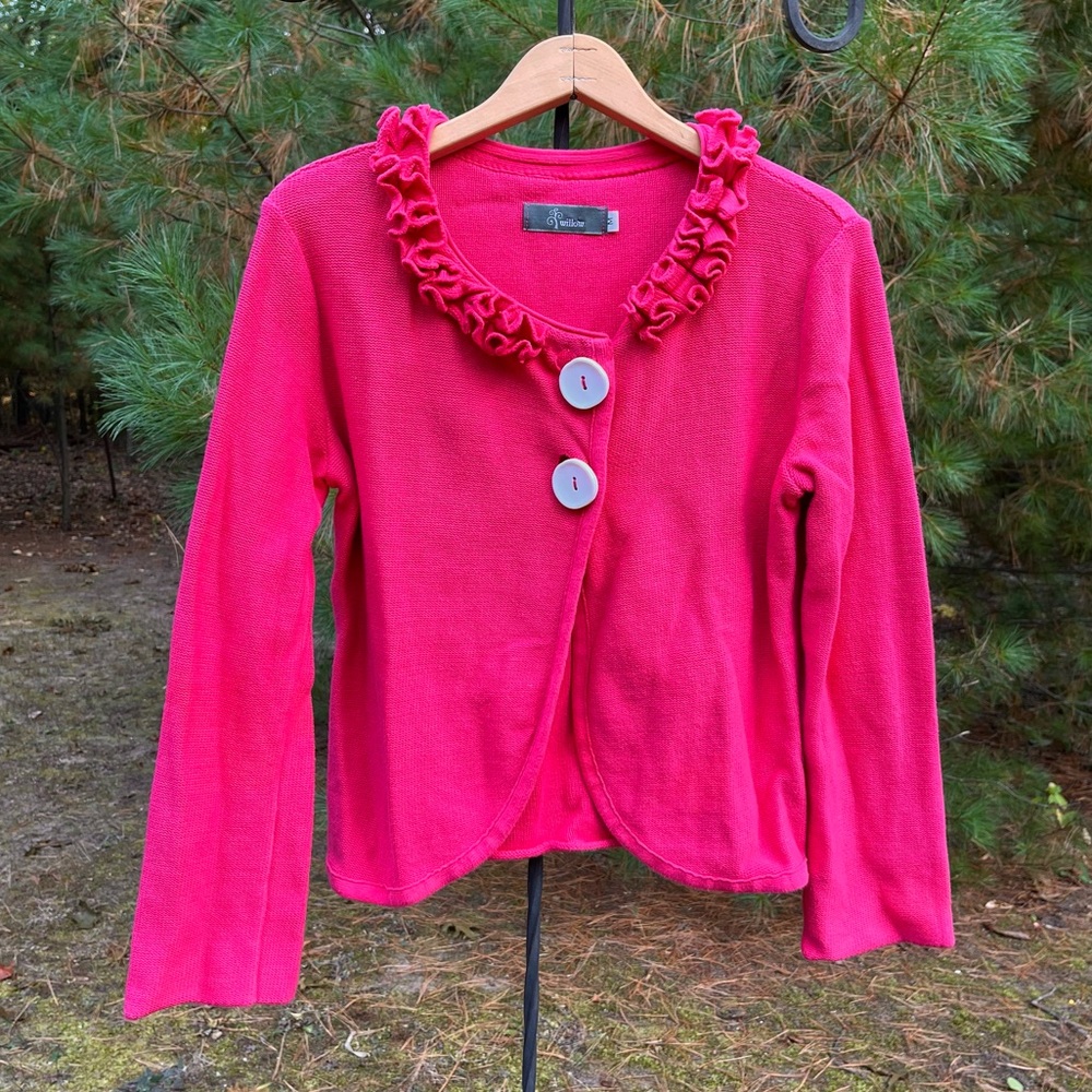 Y2K Willow Cotton Knit Cardigan Size M Hot Pink Colorful Girly
